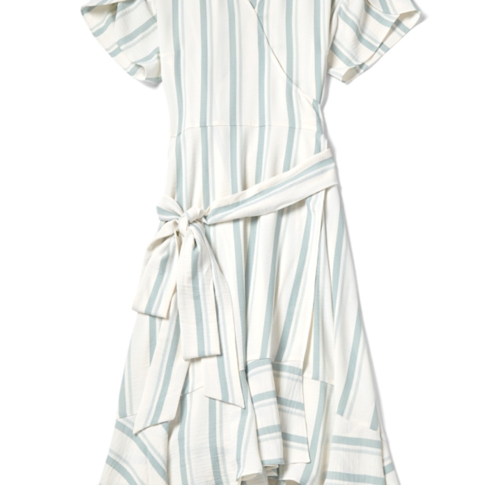 CAbi White and Blue Striped Dress